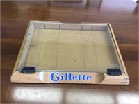 Vintage Gillette razor store display wood & glass