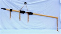 Decorative Spear with Leather Wrapping & Beads