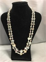 Clear Opalescent Beaded Necklace