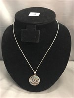 .925 Sterling Necklace w/ Abalone Detailed Pendant