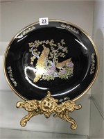 Collector Peacock Plate in Brass Stand