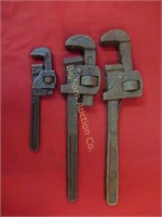 Vintage Pipe Wrenches 3 piece lot