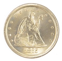 AU Or Better Details 1875-S 20 Cent Piece.