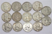 (14) Franklin 90% Silver Half Dollars $7.00 Face