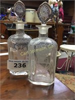 2 ETCHED GLASS DECANTERS