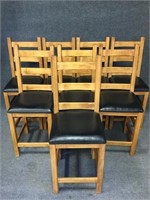 Counter Height Wood Ladder Back Dining Chairs