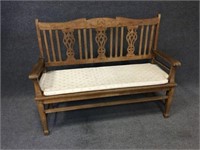Padded Carved Wood Bench