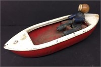 Vintage Red & White Tin Boat