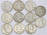 (11) Franklin 90% Silver Half Dollars $5.50 Face