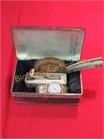 Silver Plate Trinket Box, Vintage Razor, Wrist