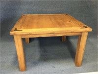 Solid Wood Western Square Table with Metal Decor