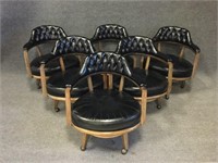 Padded Wood Base Dining Chairs with Wheels