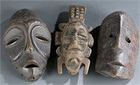 Group of 3 African tribal masks. 20th century.