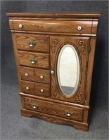 Carved Oak Highboy Wardrobe Dresser
