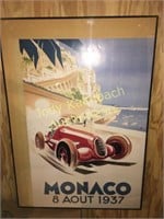 1937 Monaco Grand prix car race repro poster