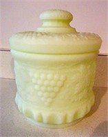 Unusual Frosted Vaseline Style Lidded Jar