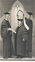 Grant Wood Ltded Lithograph "Honorary Degree"