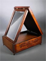 Antique Carved Victorian Travel Mirror Shaving Box