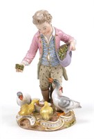 Antique Meissen Figurine Boy Feeding Ducks