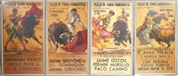 Set of 4 Vintage Bullfighting Lithograph Posters