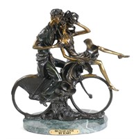 Icart Bronze Statue of Young Couple on Bicycle