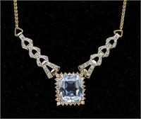 14k YG & Platinum Diamond Spinel Necklace 18"