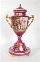 Royal Vienna 19C Hand Painted Parcel Gilt 21" Vase