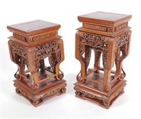 Two Small Chinese Carved Miniature Wooden Stands