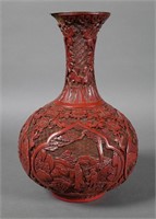 Antique Chinese Cinnabar Lacquer Carved Vase
