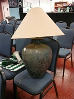 Large green round lamp with shade