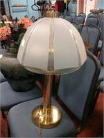 Gold base lamp with glass shade