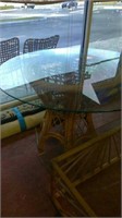 Wicker glass top table no chairs