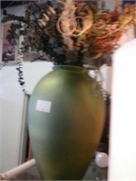 Large glass vase with eucalyptus