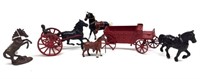 Cast Metal Horse and Carriage Figurines