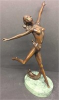 Bronze Nude Woman Figure on Marble