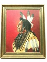 1969 Blackfeet Warrior Oil Painting (20"×24")