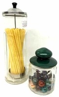 Vintage Bloomfield Straw Holder & Marble Jar