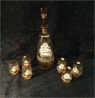 Bohemia Crystal Hand Painted Decanter Set