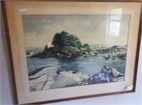Lot #148 Large framed watercolor landscape of
