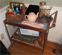 Lot #34 Vintage tea cart and contents to