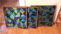 Lot #35 (3) vintage mosaic wood and glass tiles