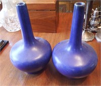 Lot #53 Pair of vintage blue pottery bulbous