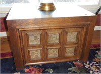 Lot #9 Square Oak end table with slate top