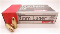 50 Rds " Aguila" 9mm Luger 115 Gr. Cartridges