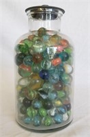 Antique Apothecary Jar FULL of Vintage Marbles