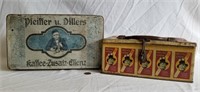 Pair of Early Tins, Passing Show tobacco, German