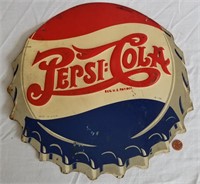 Early Pepsi double dot tin bottle cap sign