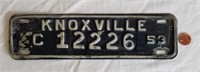1953 Knoxville License plate topper original