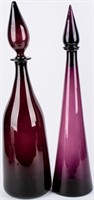 Mid Century Amethyst Blown Glass Decanters