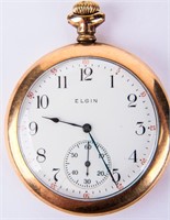 Jewelry Antique 1908 Elgin Gold Plate Pocket Watch